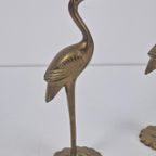 2 Vintage Messing Flamingo Kraanvogel '70 Regency Goud Brass thumbnail 5