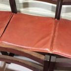 Vintage Set Van 6 Design Leren Eetkamerstoelen thumbnail 14