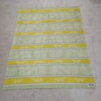 Vintage Aabe Zuiver Scheerwollen Deken Geel Groen En Creme Gestreept thumbnail 6