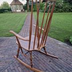 Massief Eiken Hoge Schommelstoel Met Spindelrug thumbnail 4