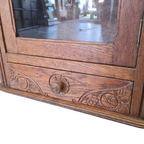 Frans Art Deco Eiken Hangkastje Met Lade, Jaren 30 thumbnail 9