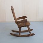 Brutalist Rocking Chair In Solid Oak By De Puydt, 1970S thumbnail 4