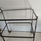 Brocante Metalen Tuin Trolly Serveerwagen Tuintafel Glasplaten thumbnail 3