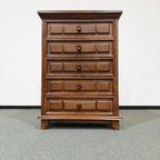 Italian Walnut Dresser With 5 Drawers, 1950S thumbnail 4