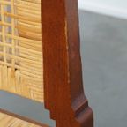 Unieke Set Van 6 Houten Art Deco Design Eetkamerstoelen Met Een Rieten Zitting En Rugleuning thumbnail 10