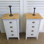 Mooi Set Van 2 Grote Witte Landelijke Lade Nachtkastjes thumbnail 2