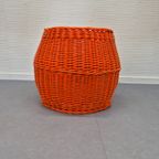 Xxl Oranje Rotan Mand. Vintage Ronde Rieten Opbergmand Etc. thumbnail 7