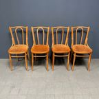 Set Van 4 Houten Bistro Stoelen Met Sierlijke Zittingen thumbnail 3