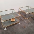 Hollywood Regency Messing Glas Tafel Set 70s thumbnail 14