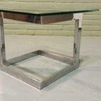 Vintage Chrome En Glas Bijzettafel Salontafel Sidetable thumbnail 12