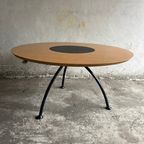 Round Dining Table With Rotating Black Center Disc thumbnail 2