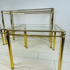 3 Koperen Tafels. Sidetable En Bijzettafels. Unieke Hollywood Regency Set Brass Tafels. thumbnail 12