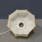 Vintage Beige Glazen Hanglamp Met Messing Armatuur thumbnail 16