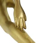 Art Deco Stijl Beeld Elegante Naakte Vrouw Massief Messing thumbnail 9