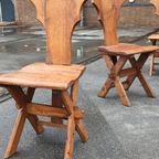 6 Antieke Wabi Sabi Massief Hout Eetkamerstoelen thumbnail 5