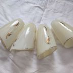 Vintage Fifties '50 X 4 Hanglamp & Wandlamp Glazen Lampenkap Schuin Afgesneden Kap thumbnail 2