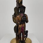 Prachtige Chinoiserie Bronzen Tafellamp Met Jongen, Aap En Boom – Ca. 1940 thumbnail 4