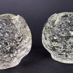 2 Vintage Glazen Snowball Wazinelichthouders / Kandelaars, Ann Wärff, Kosta Boda / Orrefors | Kerst thumbnail 4