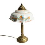 Vintage Art-Deco Tafellampje Met Opaline Glazen Kap, Jaren '20/'30 thumbnail 3