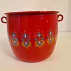 Vintage Rood Emaille Hangpot Frans Emaille Pot thumbnail 3