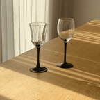 Set Of 6 Mistmatched Wine Glasses With Black Stem thumbnail 2