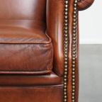 In Goede Staat Verkerende Luxe Oorfauteuil In Engelse Stijl Gemaakt Van Rundleer thumbnail 10