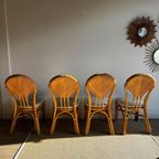 4 Rotan Bamboe Stoelen Vintage Italiaans Design thumbnail 5