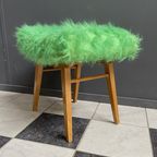 Green Fluffy Foot Stool 1960S thumbnail 7