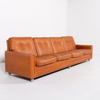 1960’S Vintage Danish Modern Cognac Leather Sofa thumbnail 4