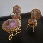 Limoges Minaturen, Verguld, Tafel Met 2 Stoelen thumbnail 3