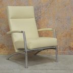 Zganieuw Witte Leren Leolux Helical Design Fauteuil + Poef thumbnail 5