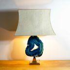 Fine Brass & Blue Agate Stone Lamp thumbnail 2