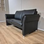 Prominent 2 Zits Bank - Zwart - Leder - Nieuwstaat - Design thumbnail 11
