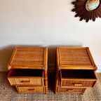 2 Rotan Nachtkastjes Vintage Jaten 70 thumbnail 3