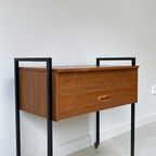 Vintage Houten Kastje Op Wielen Met Lade En Klep thumbnail 8