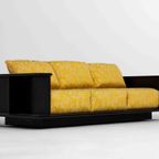 Zeldzame Mid-century 3-zitsbank Door Carlo Bartoli In Zwart Hout En Gele Stof thumbnail 2