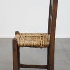 Sierlijke Antieke Boeren Stoel Met Touwen Zitting En Mooi Snijwerk thumbnail 7