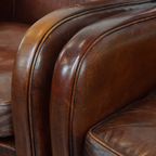 Karaktervolle Set Van 2 Schapenleren Fauteuils/ Armchairs Met Een Mooi Patina En Warme Kleuren thumbnail 5