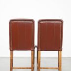 Set Van 4 Luxe En Comfortabele Cognac-kleurige Engelse Stijl Eetkamerstoelen thumbnail 4