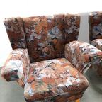 Set Bloemen Fauteuils Met Houten Poten thumbnail 7