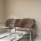 Vier Vintage Chromen Slede Eetkamerstoelen thumbnail 3