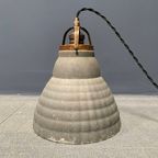 Oude Kwik Glazen Hanglamp Met Messing Armatuur thumbnail 23