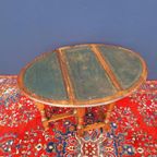 Antieke Engelse Hangoor Tafel Met Groen Leer Ingelegd Blad thumbnail 7