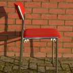 3 Stoelen Stapelbaar Metalen Crhoom Frame Met Rode Bekleding thumbnail 5