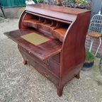 Antiek Cilinderbureau, Secretaire Met Uittrekblad Afm. 109x5 thumbnail 3