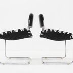 Vintage Italiaanse Stoelen Zwart Leer En Chroom, Jaren 70 thumbnail 10