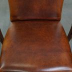 Tijdloze Set Van 4 Statige Comfortabele Eetkamerstoelen Van Schapenleer thumbnail 8
