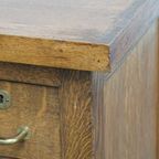 Antiek Art Deco Bureau Uit Begin 20e Eeuw Gemaakt Van Eikenhout In Amsterdamse School Stijl thumbnail 10