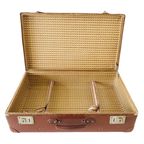 Vintage Bruine Nubuck Leren Koffer Leder Brocante thumbnail 8