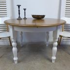 Landelijke Ronde Eiken Uitschuifbare Eettafel 120- 160 Cm thumbnail 4